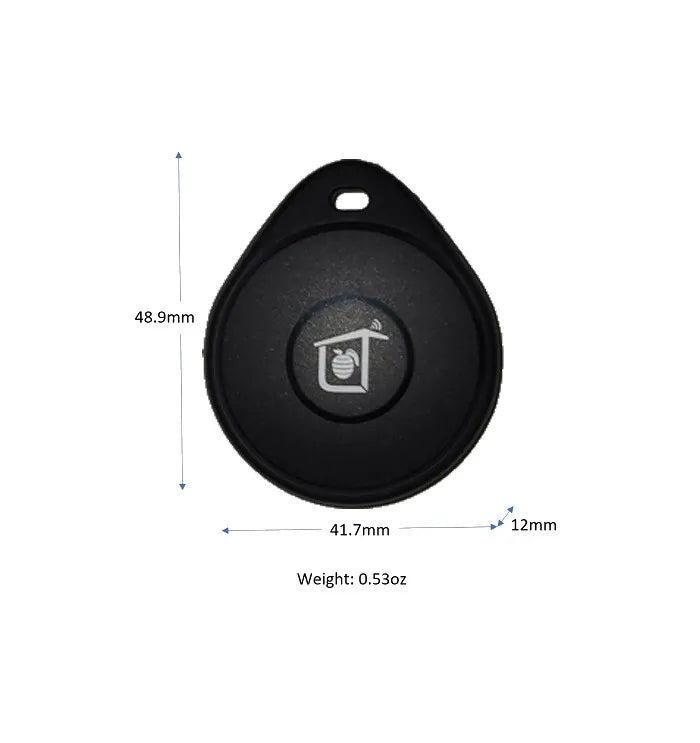 Smart tag for SmartSlydr—configurable as PetPass for pets or OneButton remote for humans. Water-resistant (IP67) with replaceable battery lasting up to 10 months.