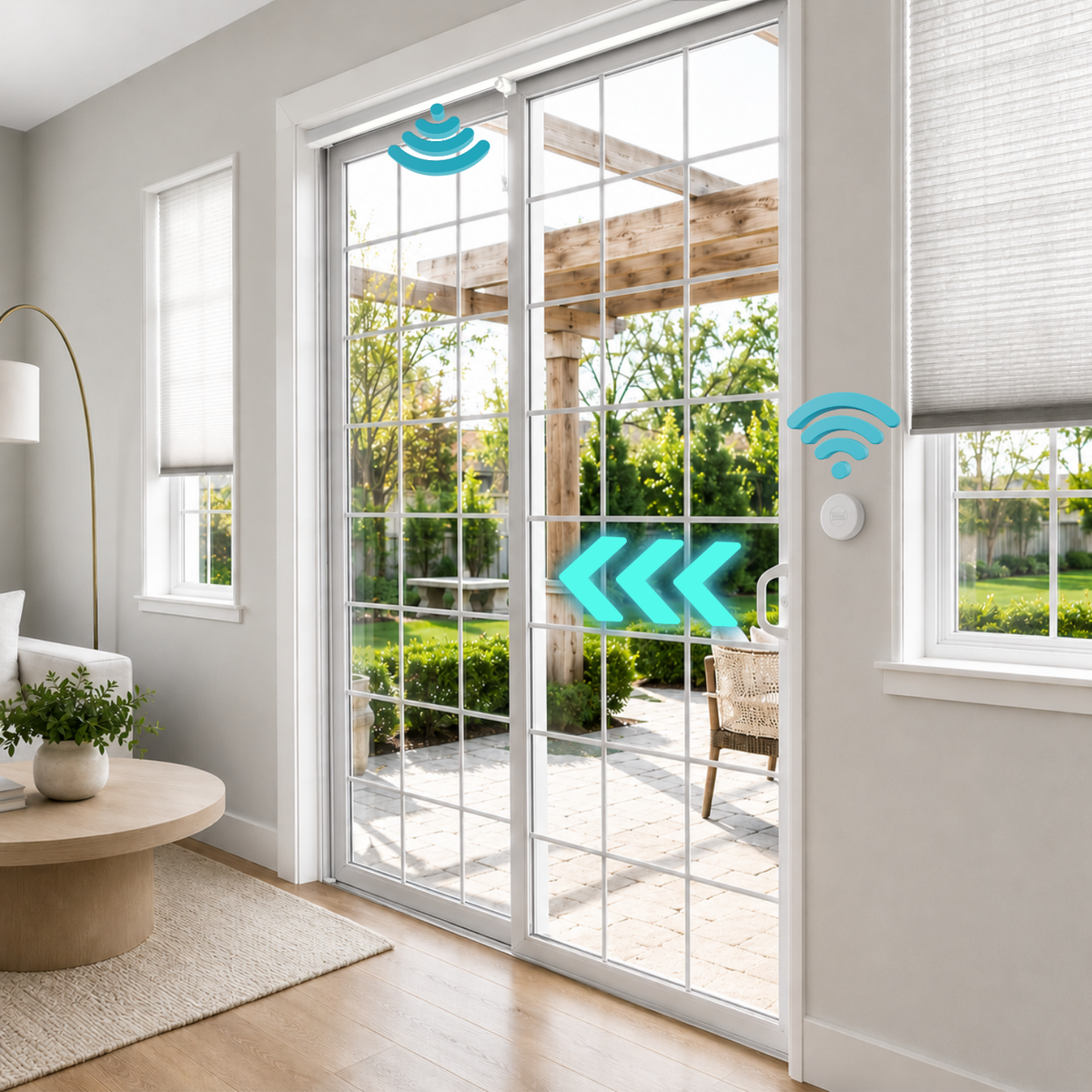 SmartSlydr Regal automatically sliding a glass door open, blending seamlessly into the door frame